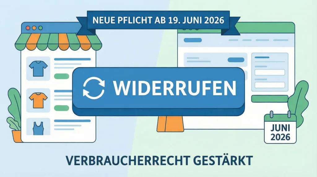 Onlineshop-Kasse mit gut sichtbarem "Widerruf" Button