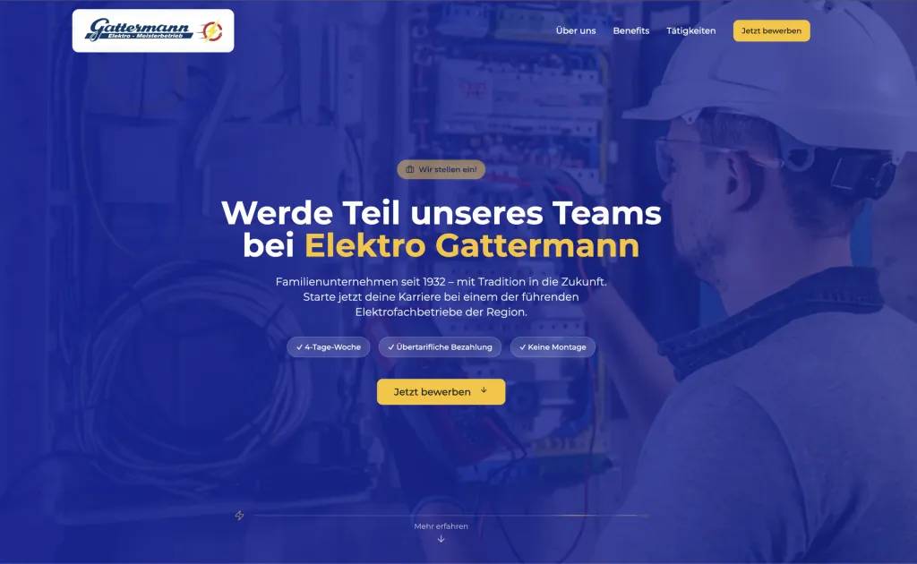 Referenzprojekt Elektro Gattermann – Vorschau der Webseite