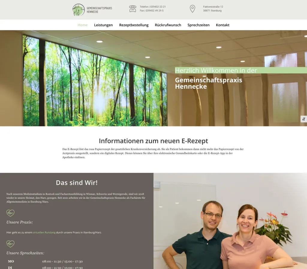 Referenzprojekt Gemeinschaftspraxis Hennecke – Vorschau der Webseite