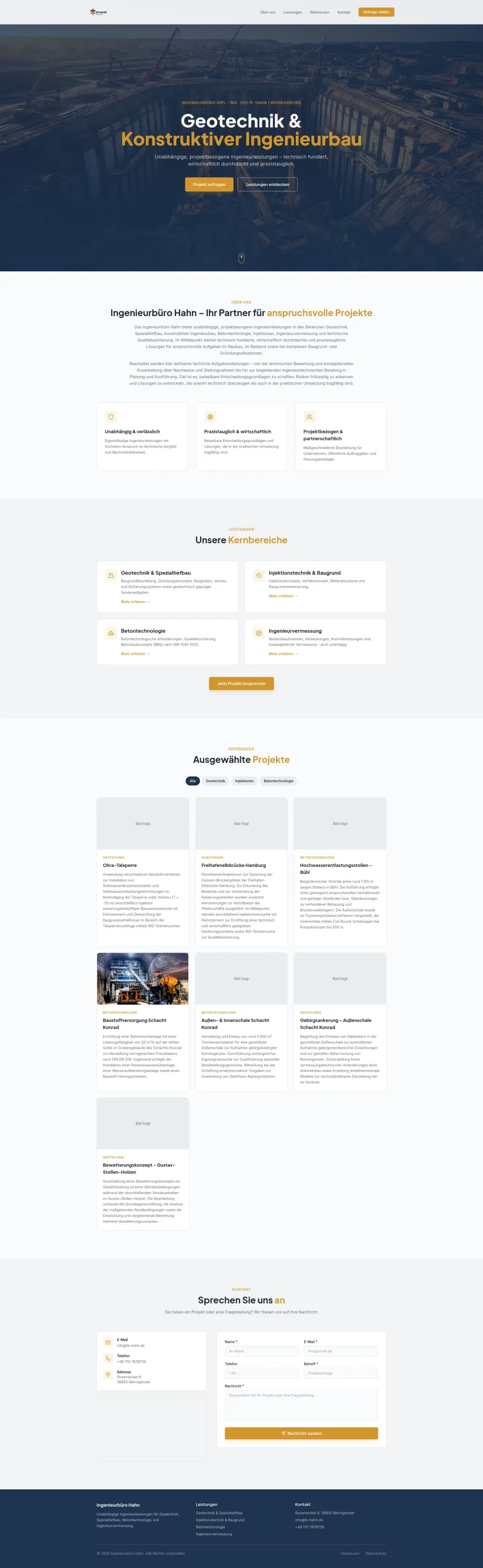 Referenzprojekt Ingenieurbüro Dipl.-Ing. (FH) M. Hahn – Vorschau der Webseite